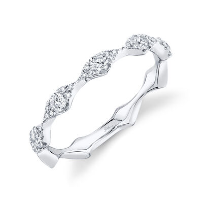 Diamond 3/8ctw. Marquise Stackable & 14k White Gold Wedding Ring