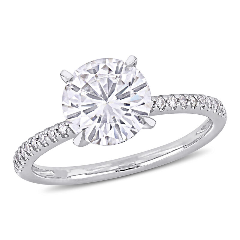 Moissanite and Diamond Ring in 14k White Gold image number null