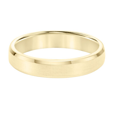 Men's Brushed & 14k Yellow Gold Wedding Ring (4mm)