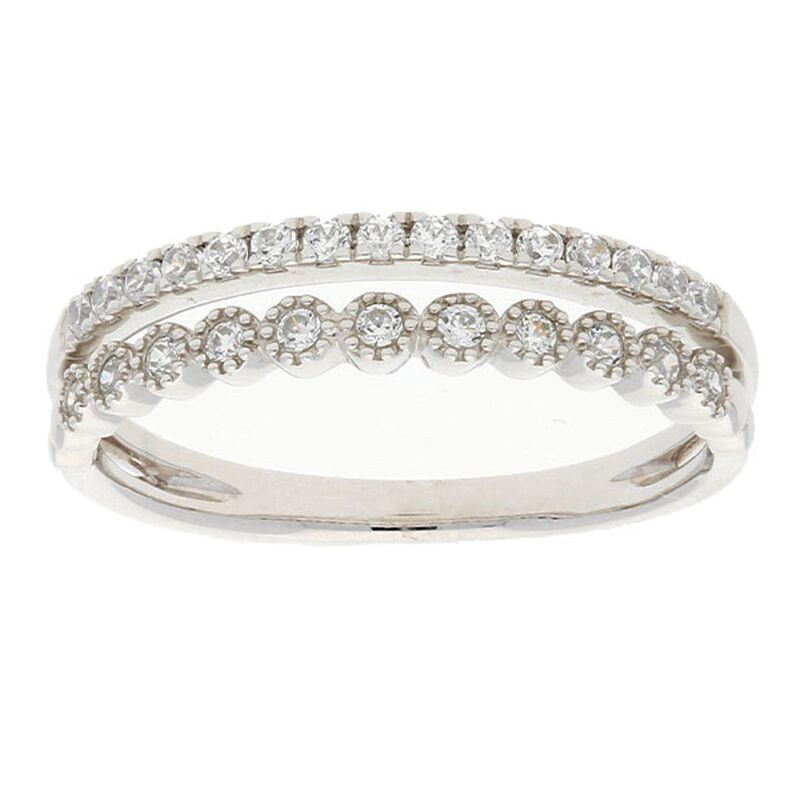 Ladies Two-Row 14k White Gold Diamond "Stackable Look" Ring image number null