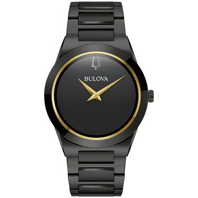 Bulova Men's Black Ion Plated Stainless Steel Millennia Watch 98A313
