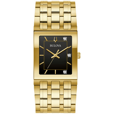 Bulova Men's Gold Plated Stainless Steel Marc Anthony Quadra Watch 97D132