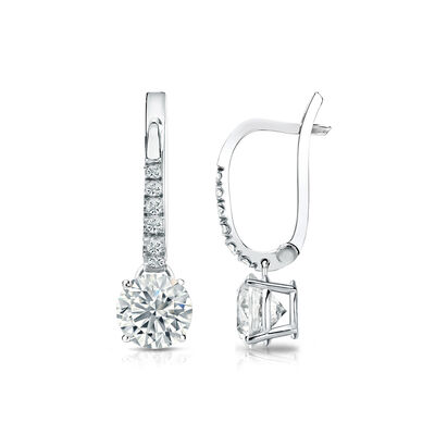 Diamond 1ctw. 4-Prong Round Drop Earrings in Platinum VS2 Clarity