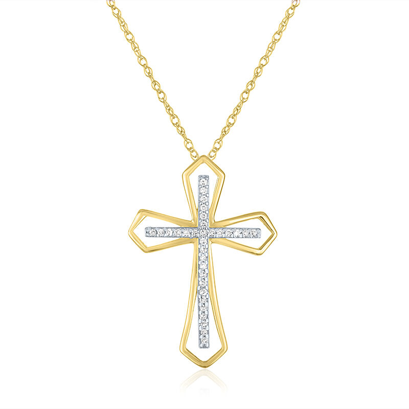 .05ctw. Diamond Cross Pendant in 10k Yellow Gold image number null