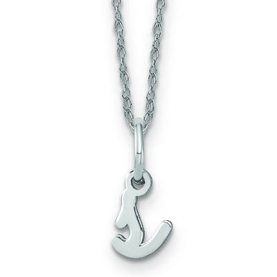 Script S Initial Necklace in 14k White Gold