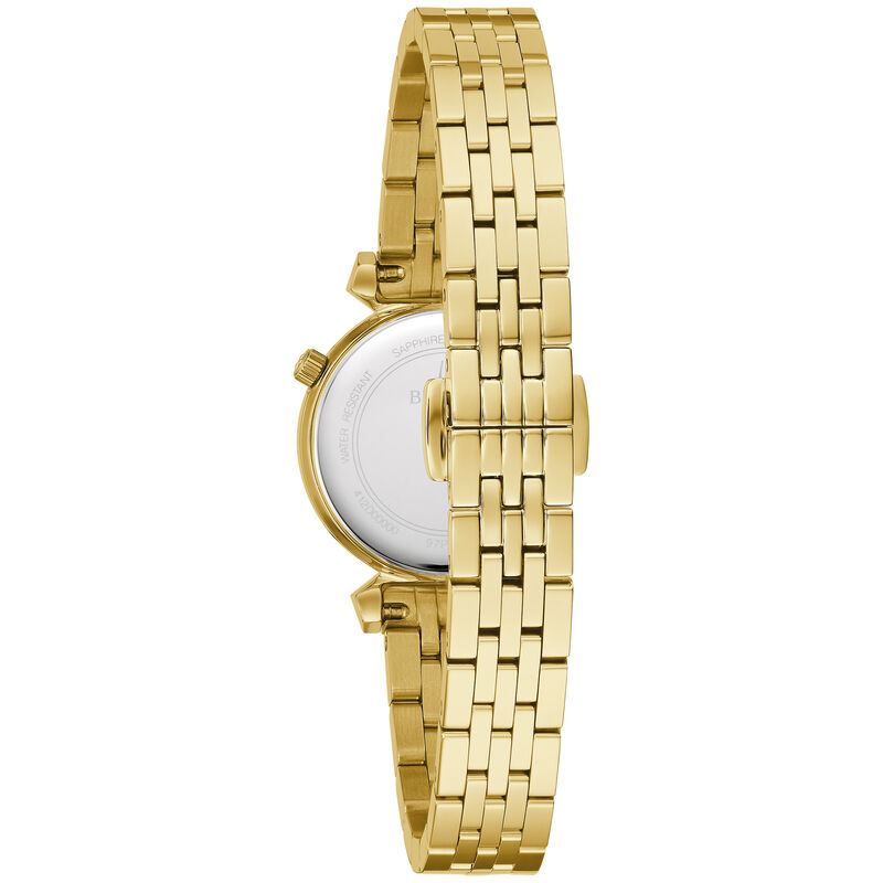 Bulova Ladies' Regatta Black Mother of Pearl Dial Gold Tone Stainless Steel Watch 97P173 image number null