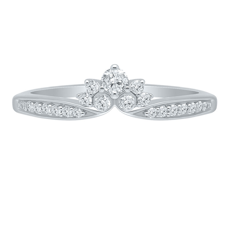 Diamond 1/5ctw. Chevron Contour & 14k White Gold Anniversary Ring image number null