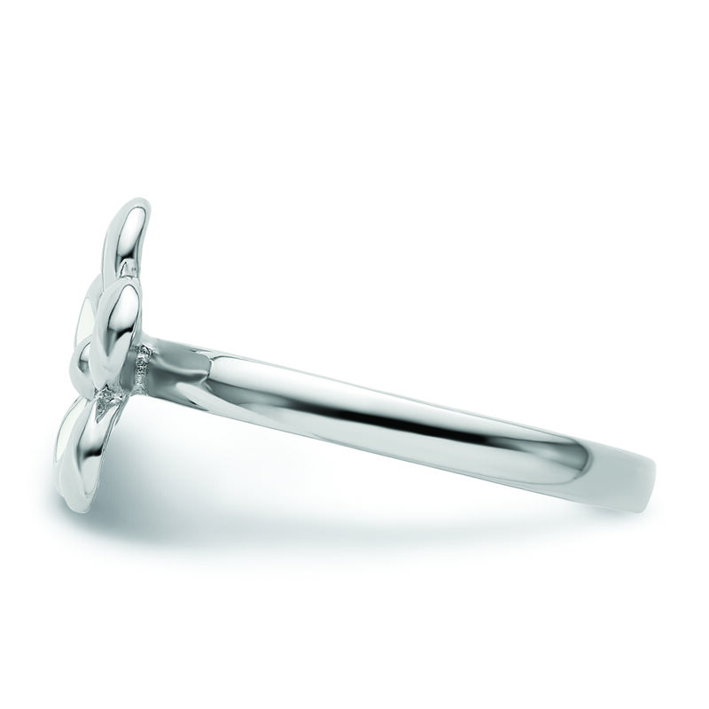 Stackable White Enamel Flower Ring in Sterling Silver image number null