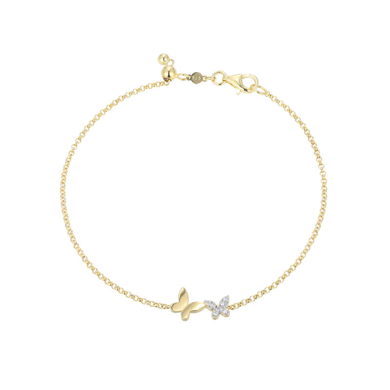 Lab Grown Diamond Twin Butterfly Bracelet in Gold Plated Sterling Silver image number null