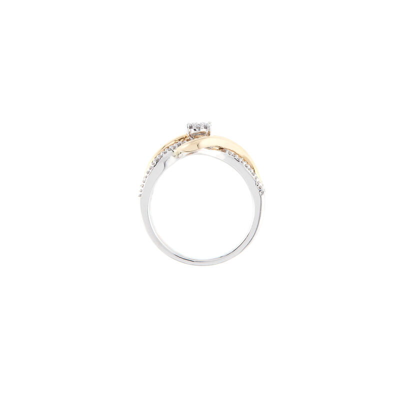 Brilliant-Cut .20ctw. Diamond Cluster with Twist Promise Ring in 10k Two-Tone Gold image number null