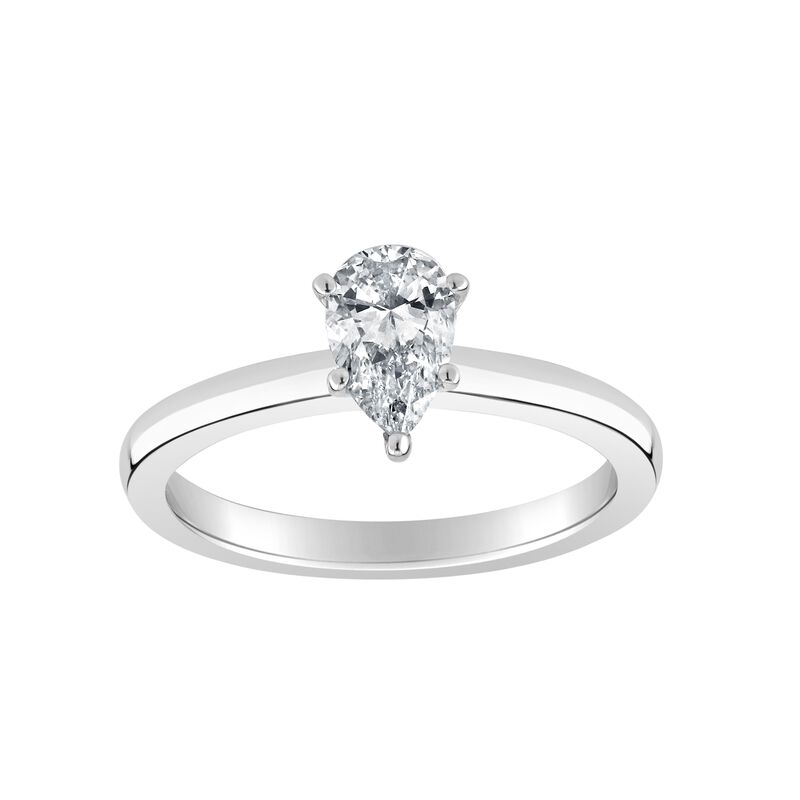 Pear-Shaped Lab Grown 1/2ctw. FG VS Diamond Ribbon Halo Solitaire Engagement Ring in 14k White Gold image number null