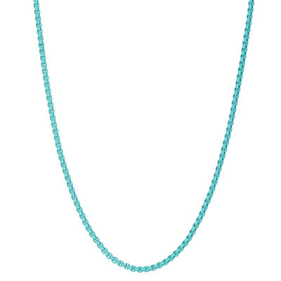 Men's Round Box 24" Chain 3mm in Turquoise Plated Stainless Steel