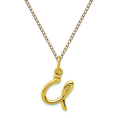 Script U Initial Necklace in 14k Yellow Gold