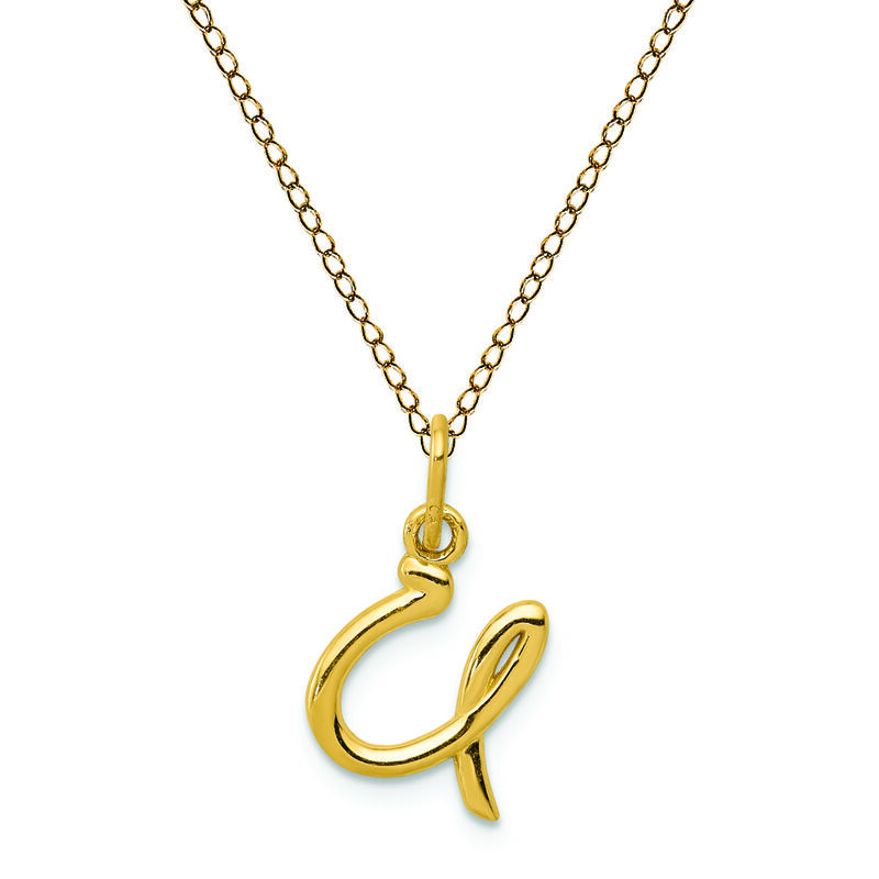 Script U Initial Necklace in 14k Yellow Gold image number null