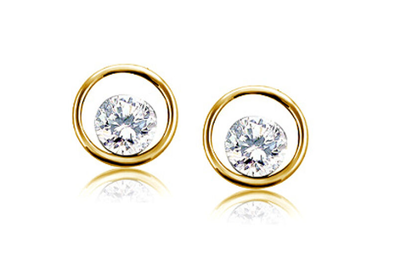 Brilliant-Cut Lab Grown 1/2tw. Diamond FG VS Floating Stud Earrings in 10k Yellow Gold image number null