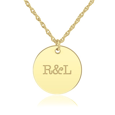 High Polished Personalized Disc Pendant in 14k Yellow Gold
