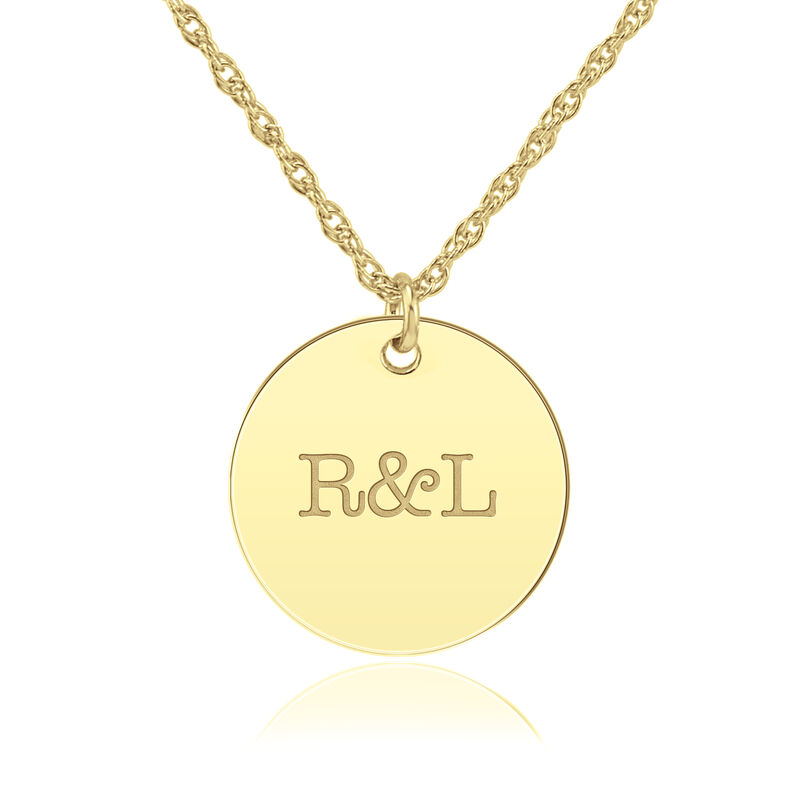 High Polished Personalized Disc Pendant in 14k Yellow Gold image number null