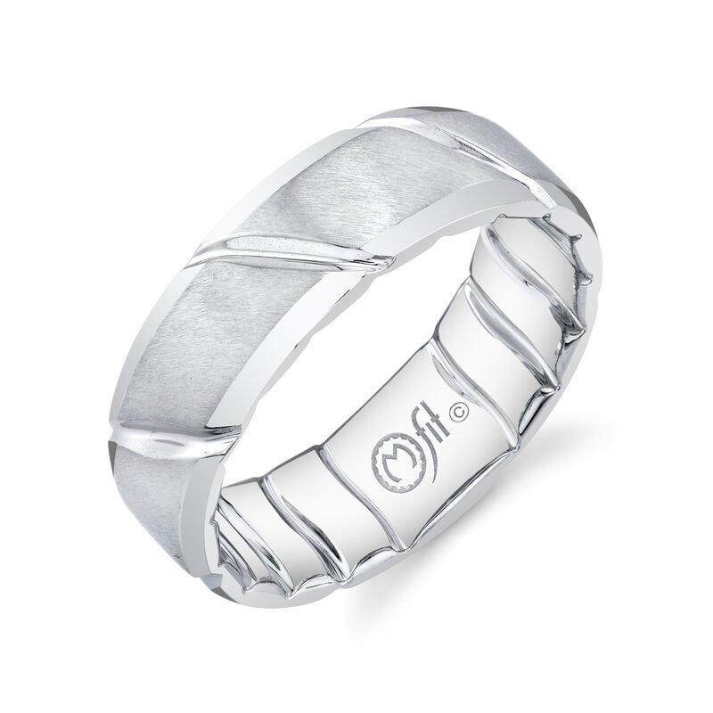 Men's MFIT 8mm Satin Band in 10k White Gold image number null