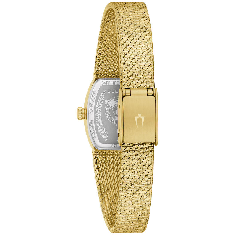 Bulova Ladies Goddess of Time Green-Tone Dial Gold-Tone Stainless Steel 30mm Watch 97L184 image number null
