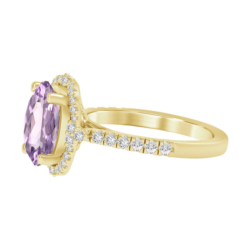 Oval-Cut Rose de France Diamond Halo Ring in 10k yellow Gold image number null