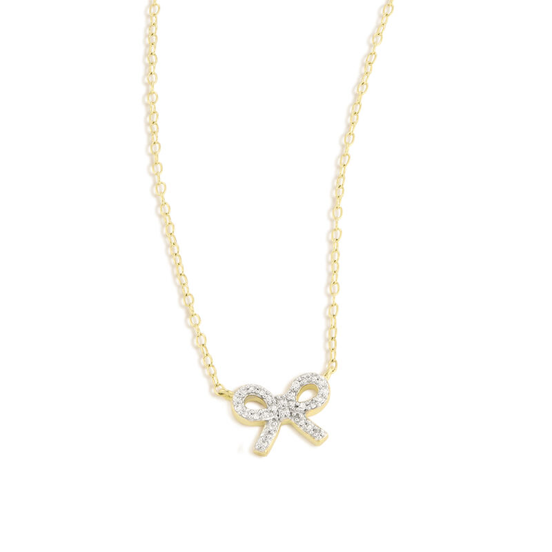 Lab Grown 1/12ctw. Diamond Bow Pendant in Sterling Silver image number null