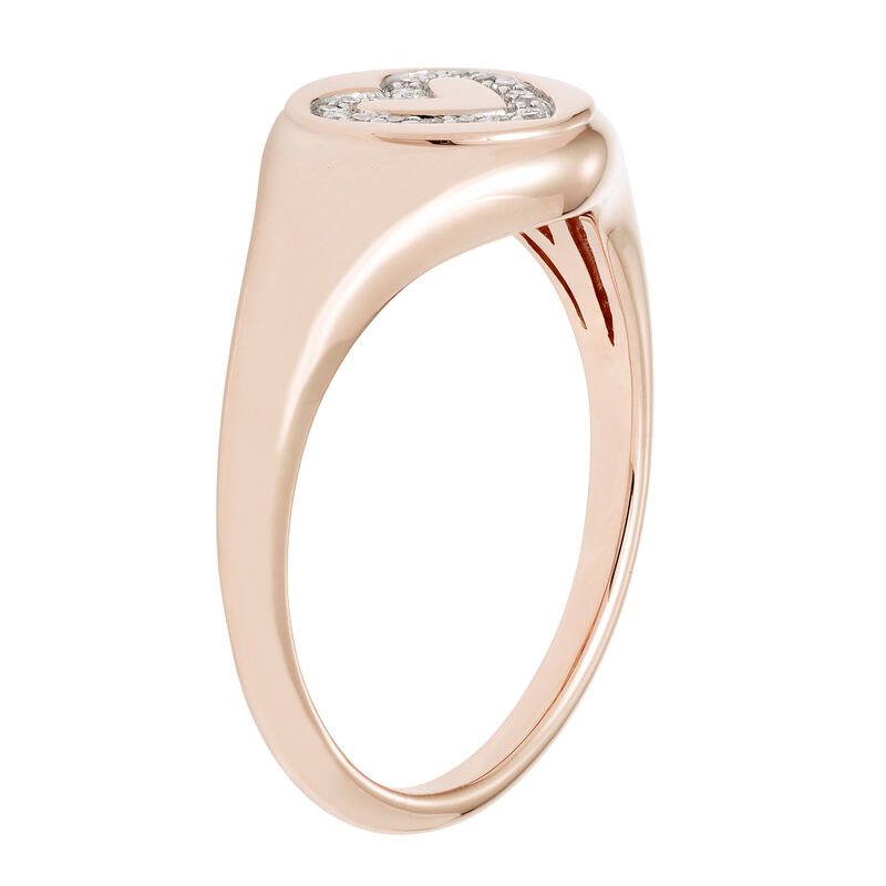 Diamond Heart Signet Ring in 14k Rose Gold image number null
