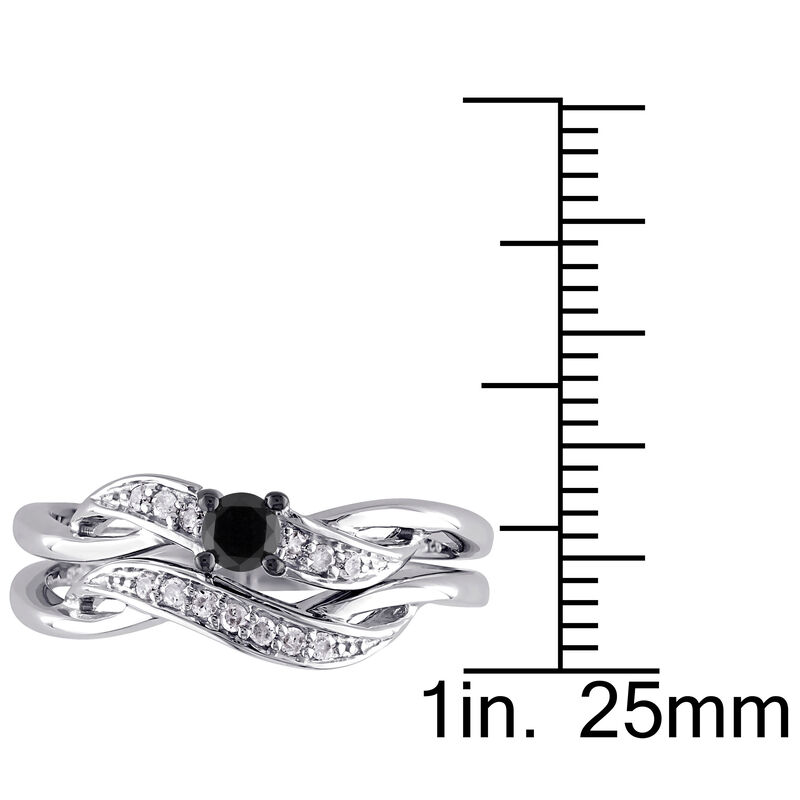Brilliant-Cut 1/4ctw Black Diamond Twist Bridal Set in Sterling Silver image number null