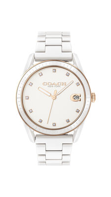 COACH Ladies' Preston 36mm White Ceramic Watch 14503263