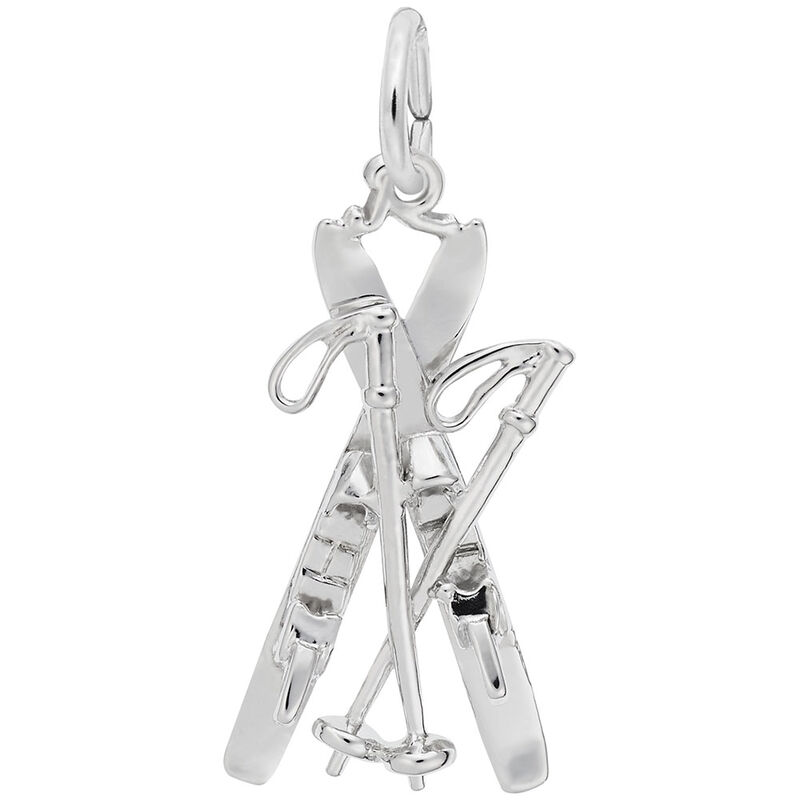 Skis Charm in 14K White Gold image number null