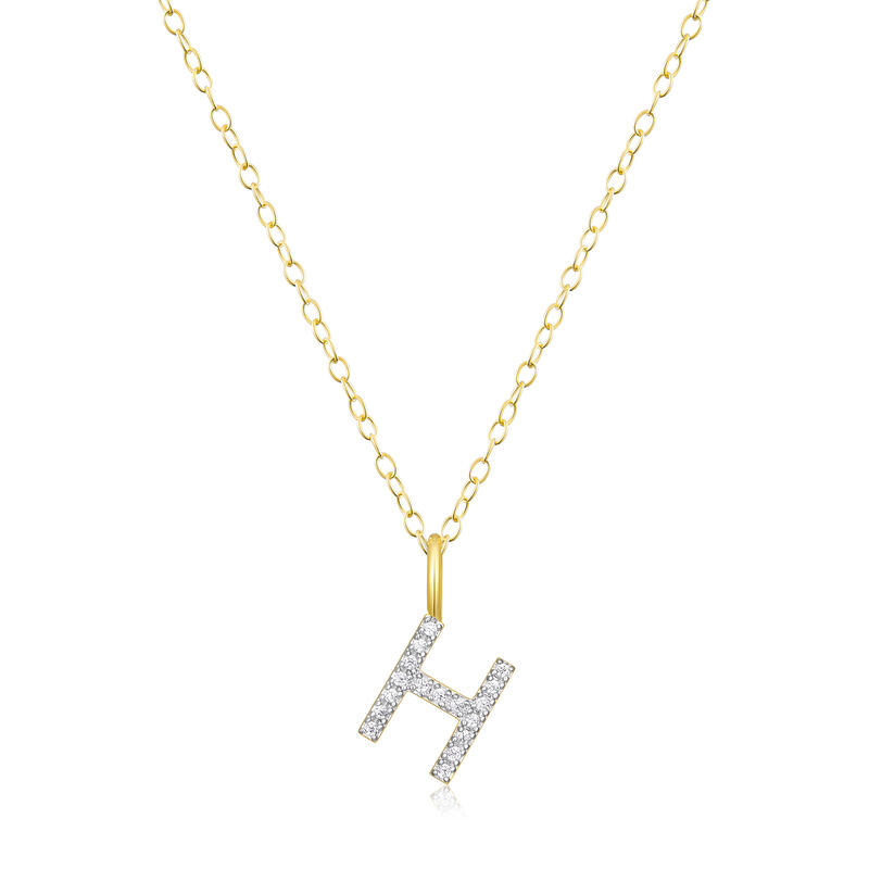 Lab Grown Diamond Letter H Initial Pendant Necklace in 14k Yellow Gold Plated Sterling Silver image number null