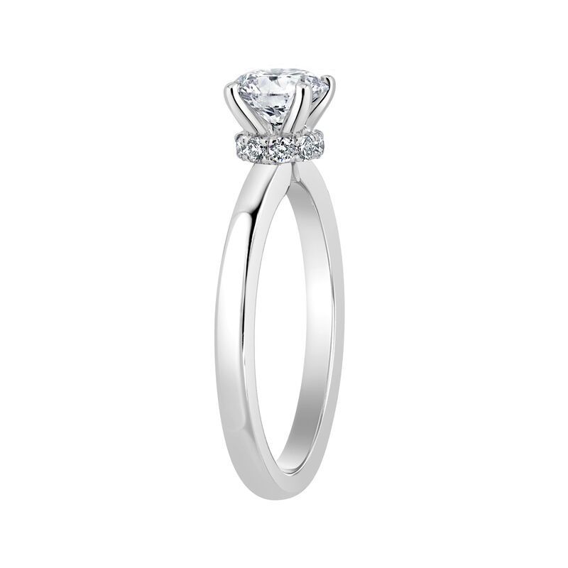 Brilliant-Cut Lab Grown 1/2ctw. Diamond Ribbon Halo Solitaire Engagement Ring in 14k White Gold image number null