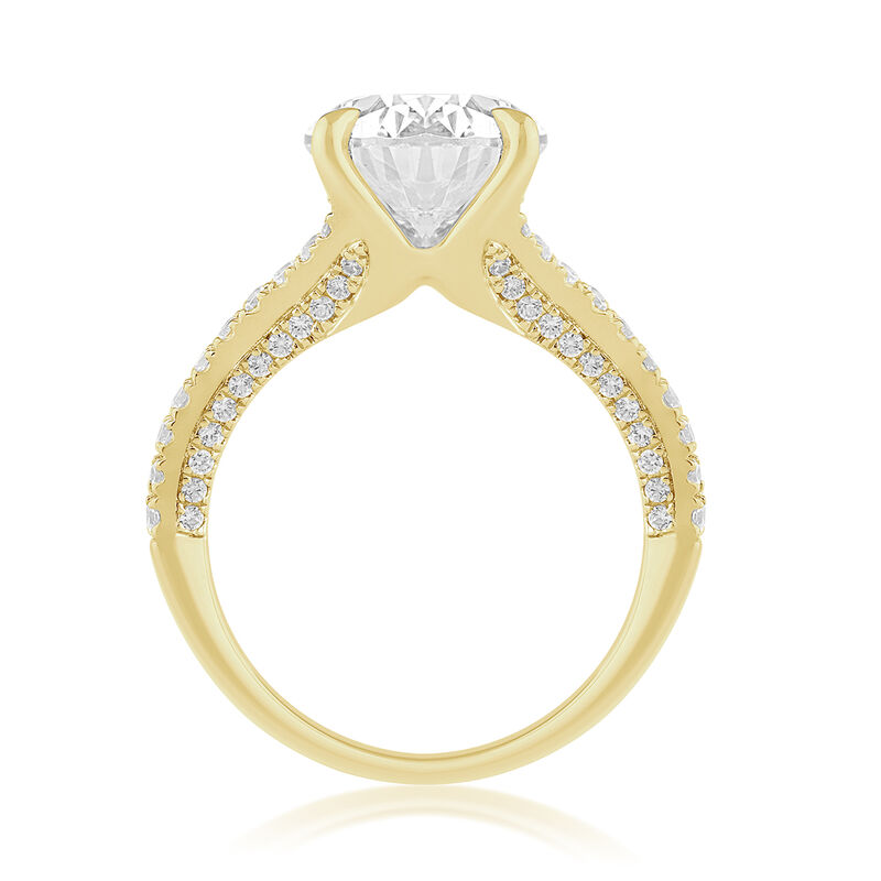 Oval Lab Grown Diamond 5 3/4ctw. Split Shank with Diamond Profile Engagement Ring in 14k Yellow Gold image number null
