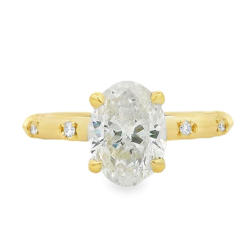 Oval Diamond 2 2/5ctw. Knife Edge Side Accent Engagement Ring in 14k Yellow Gold image number null