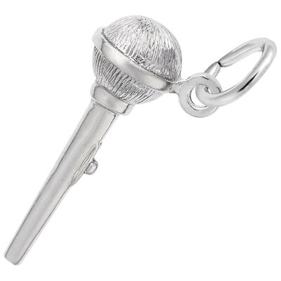 Microphone Charm in 14k White Gold