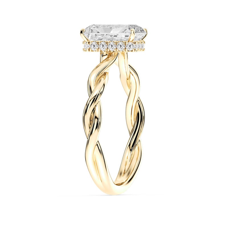 Radiant Lab Grown Diamond 2 1/6ctw. Twist Hidden Halo Solitaire Engagement Ring in 14k Yellow Gold image number null
