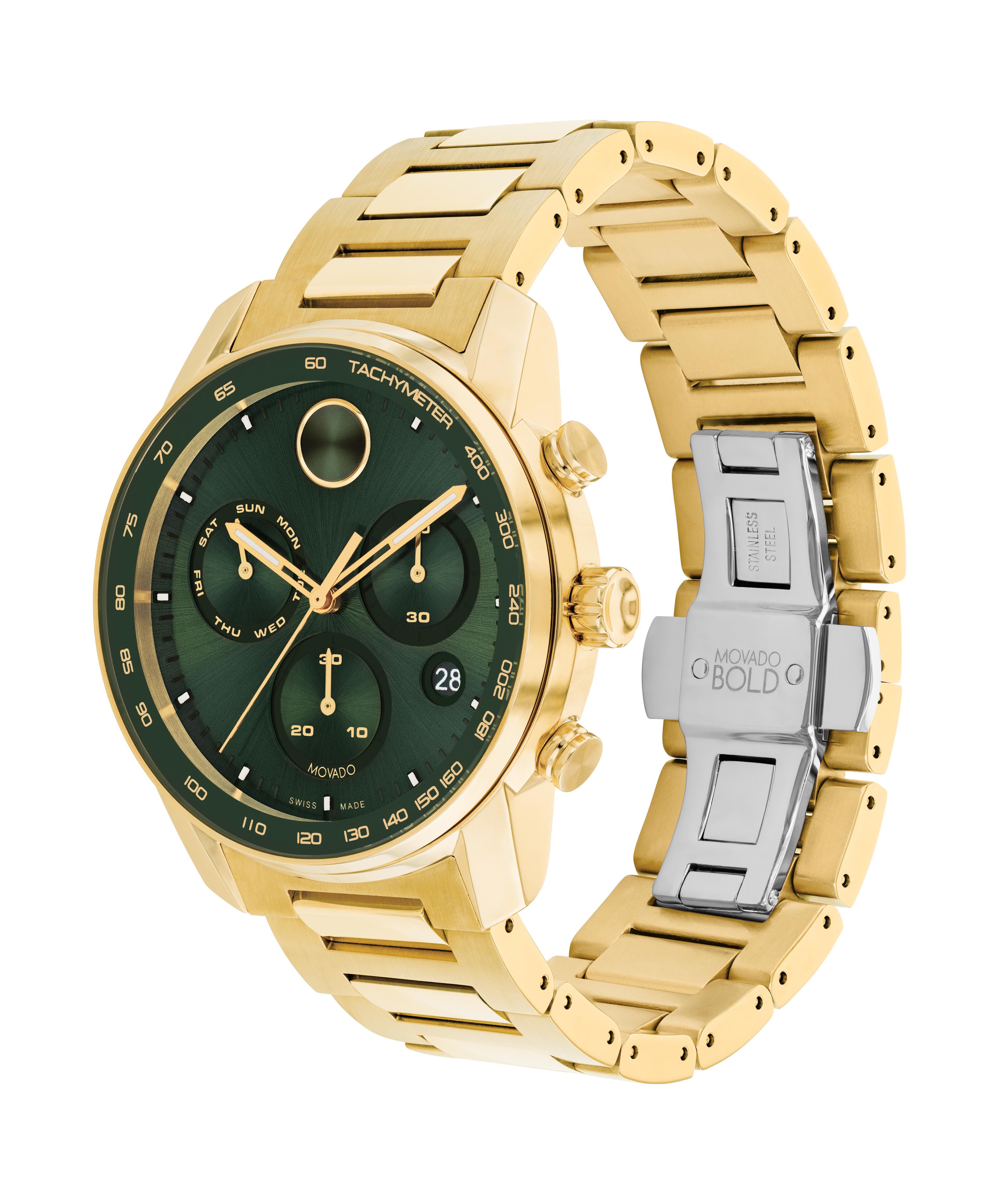 Movado Bold Men's Yellow Gold Tone Ion Plated Stainless Steel