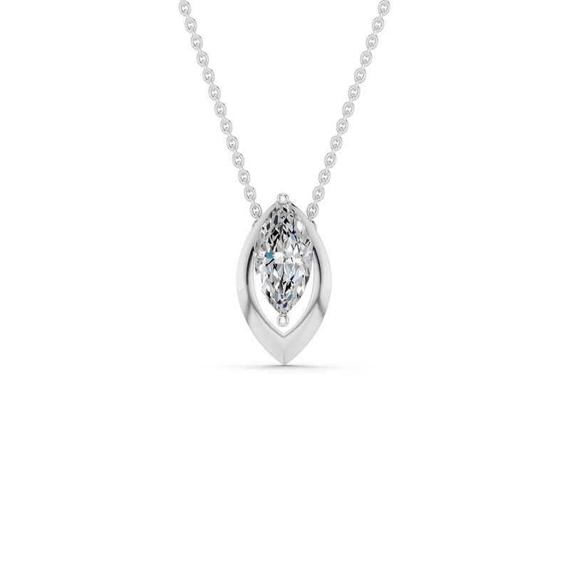 Lab Grown Diamond 1/4ctw. Marquise Solitaire Pendant in 10k White Gold image number null