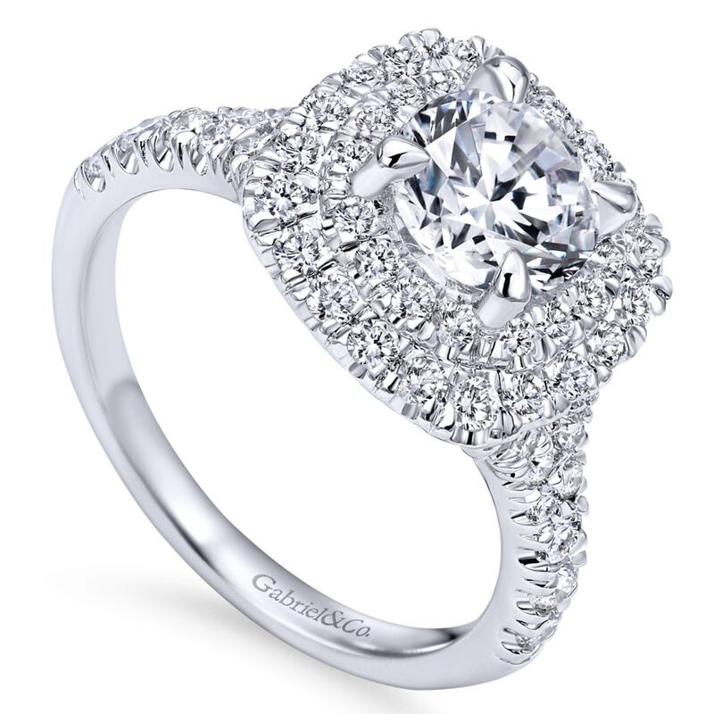 Gabriel & Co. "Lexie" 14k White Gold Round Double Halo Semi-Mount ER10754W44JJ image number null