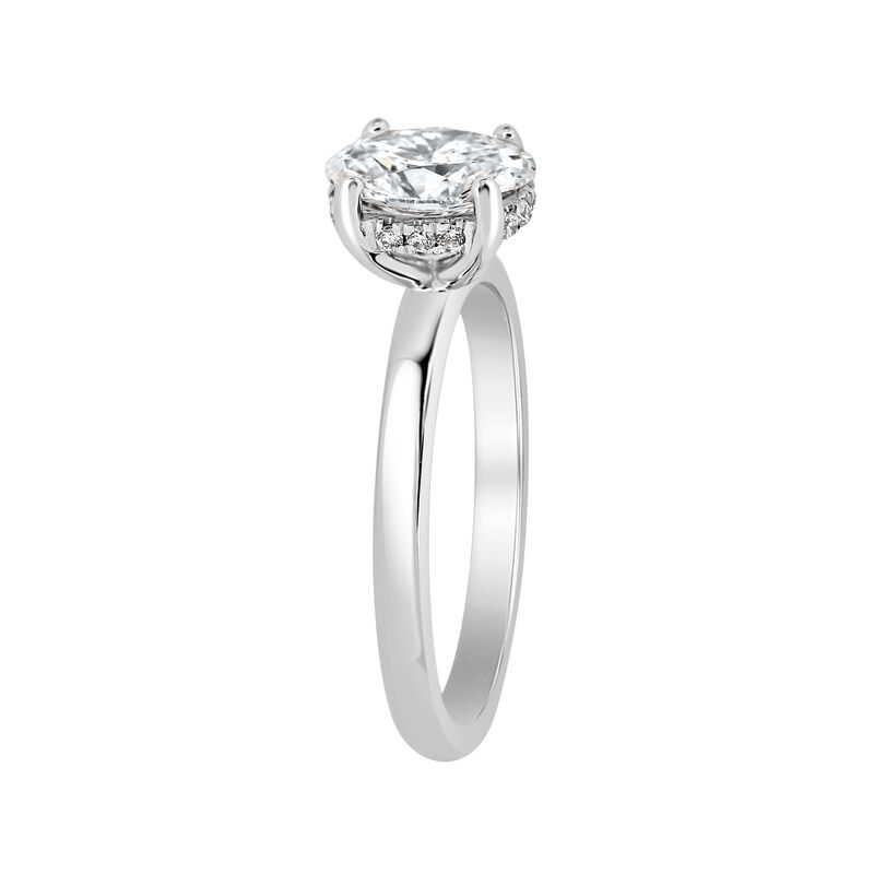 Oval-Cut Lab Grown 1 1/2ct. EF VS Diamond Hidden Halo Solitaire Engagement Ring in 14k White Gold image number null