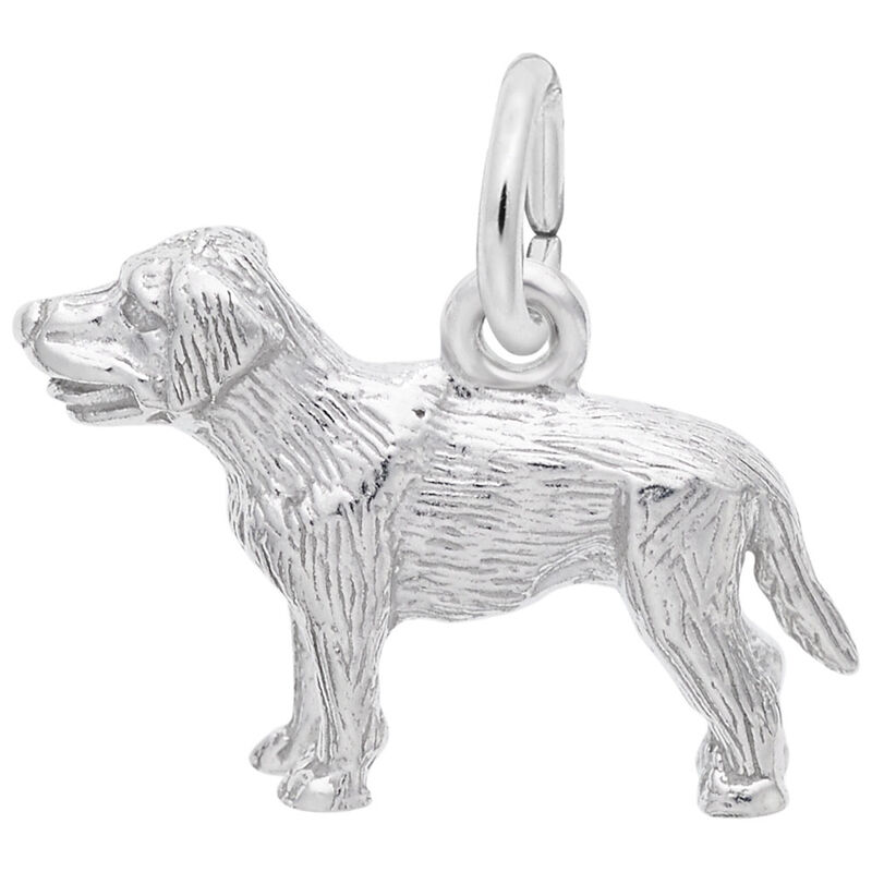 Labrador Puppy Charm in 14K White Gold image number null