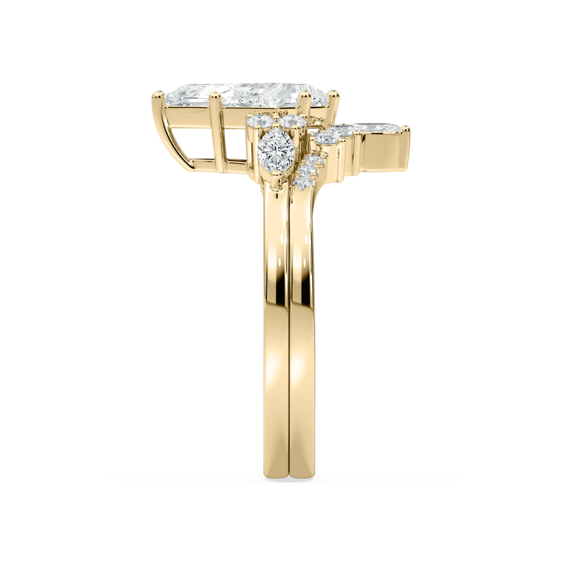 Kite and Marquise Lab Grown Diamond 1 1/2ctw. Diamond Accent Bridal Set in 14k Yellow Gold image number null