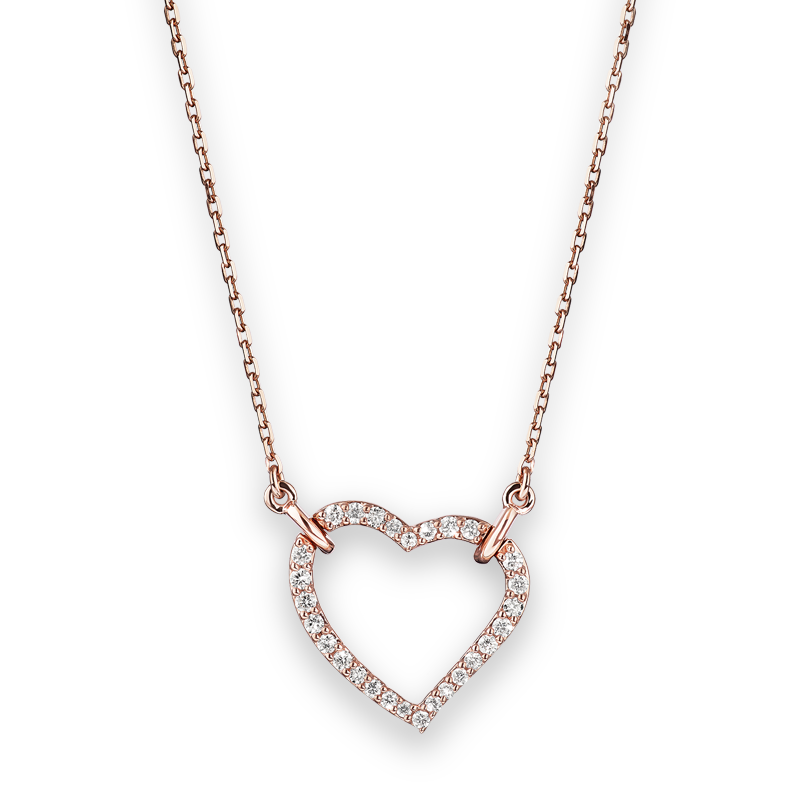 Lab Grown 1/4ct. Diamond Open Heart Necklace in 14k Rose Gold image number null
