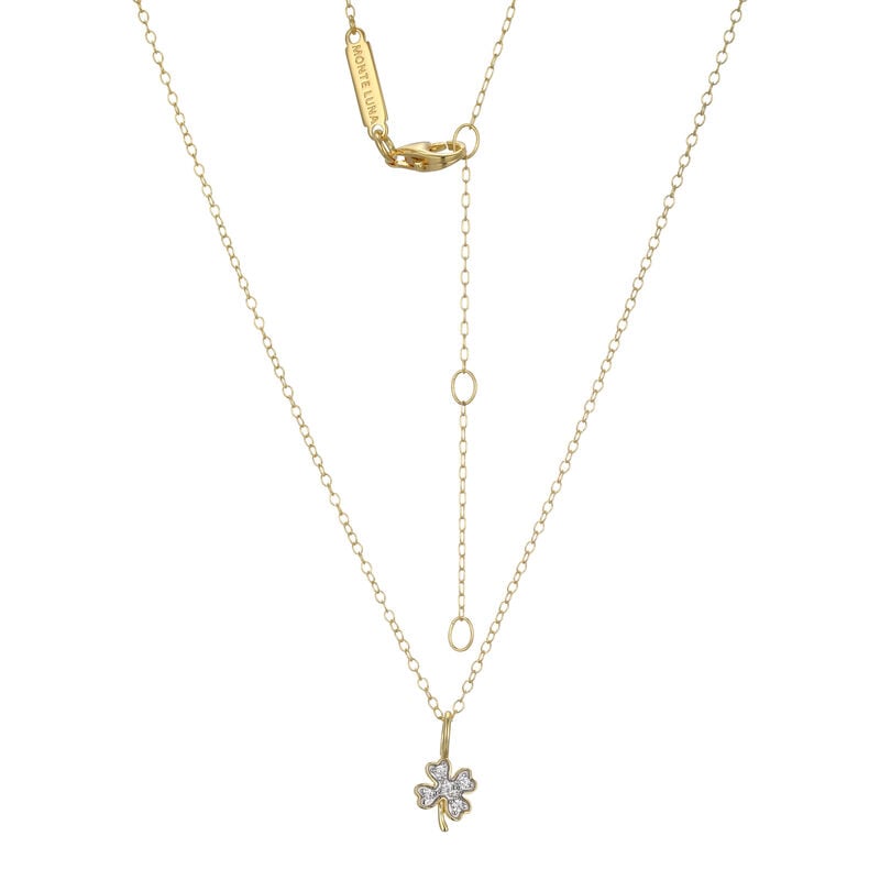 Lab Grown Diamond Clover Pendant Necklace in Gold Plated Sterling Silver image number null