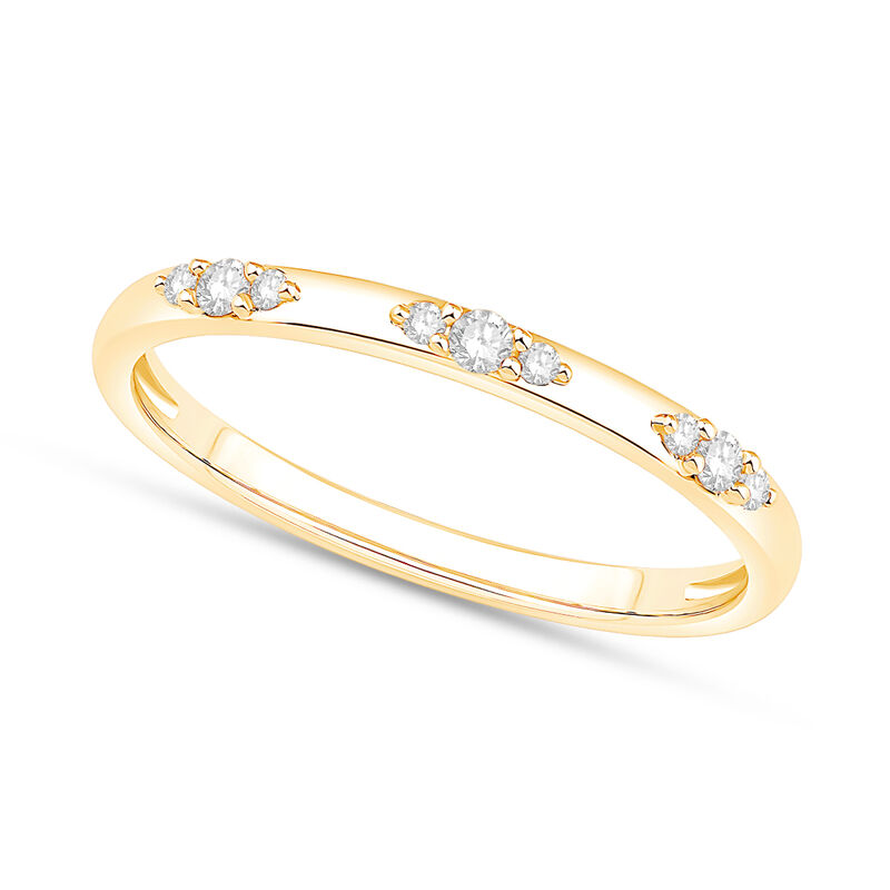 Brilliant-Cut 1/10ctw. Diamond Three Stone Distance Band in 10k Yellow Gold image number null