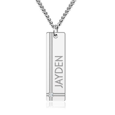 Diamond Accent Personalized Tag Pendant in Sterling Silver