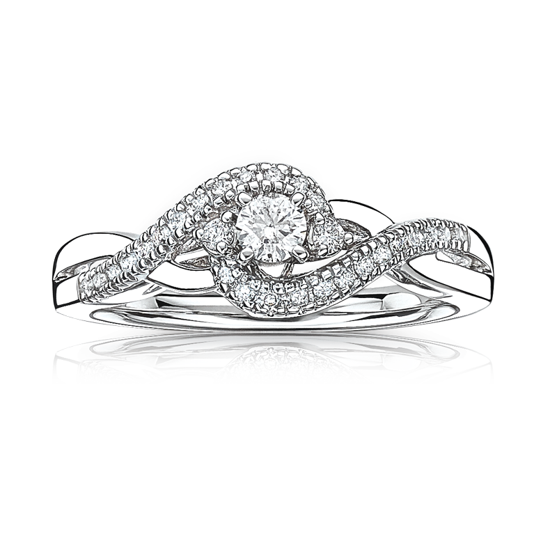 JK Crown Brilliant-Cut 1/3ctw Promise Ring in 10k White Gold image number null