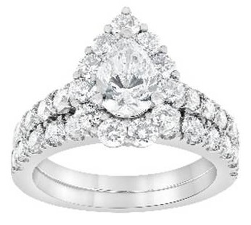 Paige. Lab Grown 3ctw. Diamond Halo Bridal Set in 14k White Gold image number null