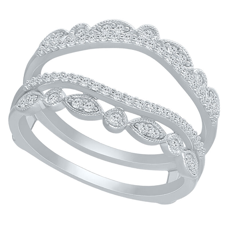 Brilliant-Cut 1/3ctw. Diamond Multi-Row Milgrain Insert Ring in 14k White Gold image number null