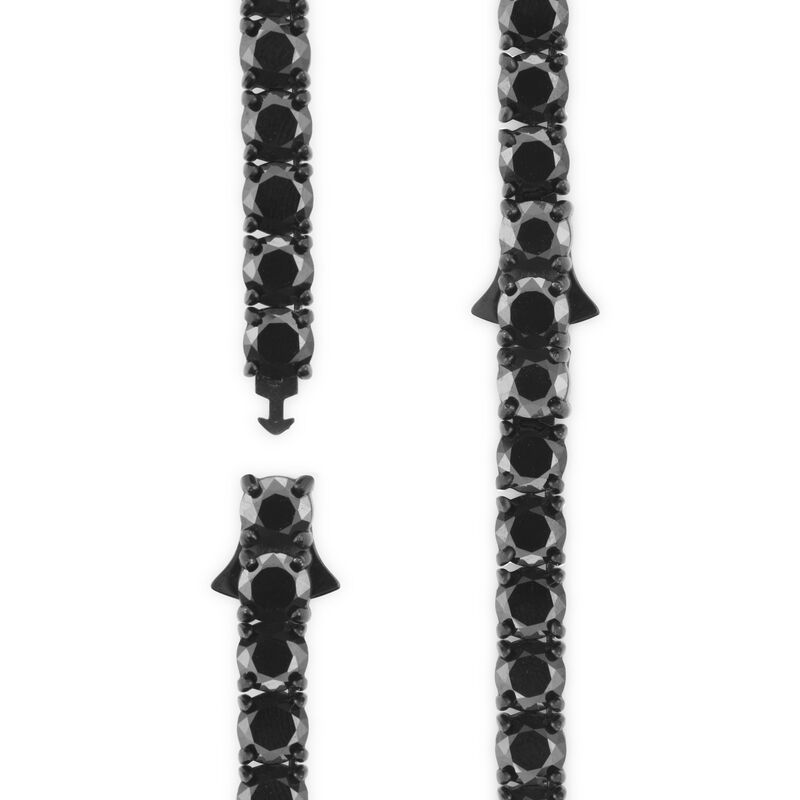 Black Cubic Zirconia 20" Tennis Necklace 5mm in Black Stainless Steel image number null