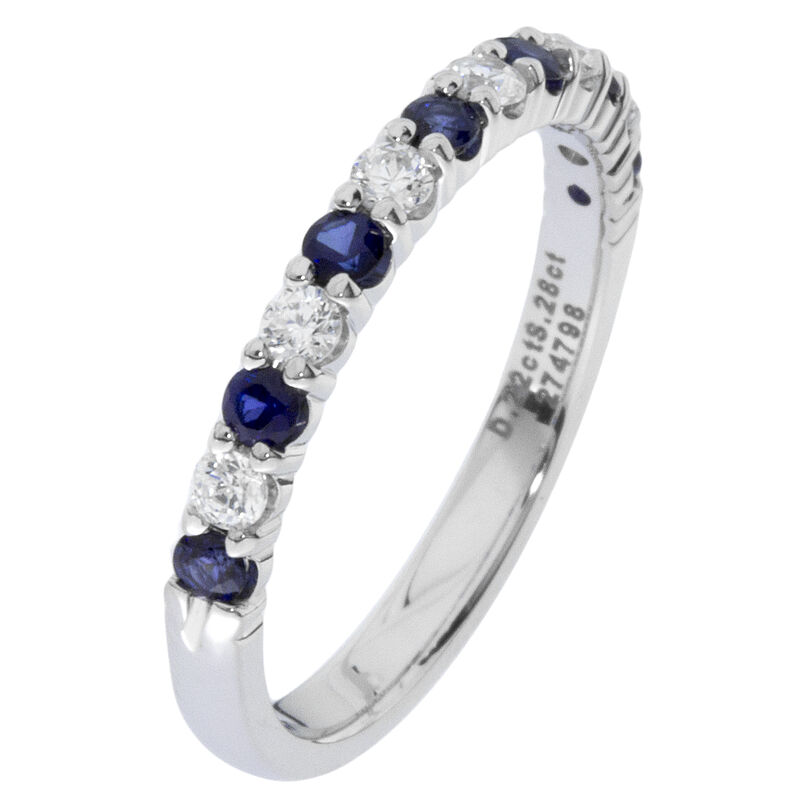 Diamond & Sapphire Prong Set 1/4ctw. Band in 14k White Gold image number null
